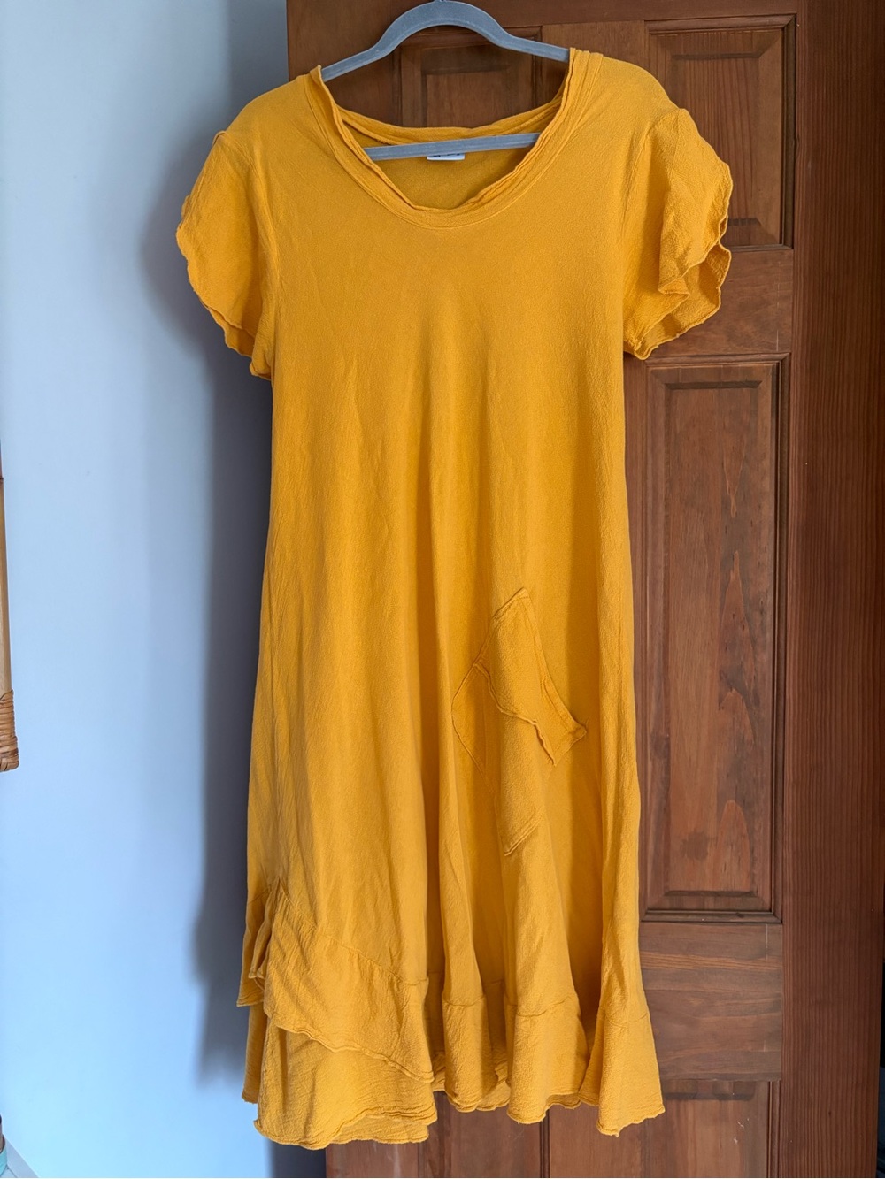 Oh My Gauze! Size 1 / Small Mustard Yellow Cotton Artsy Lagenlook Dress Patch